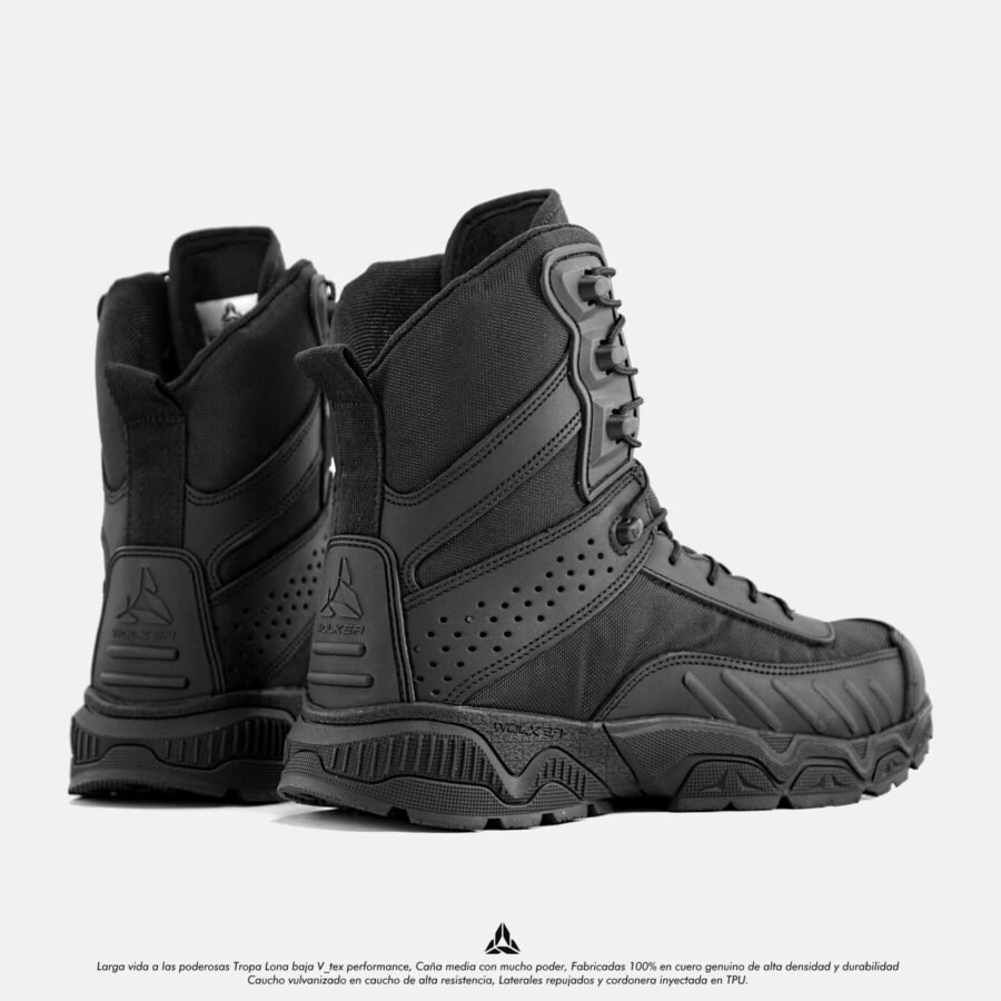 Botas militares tacticas Wolker Ref tropa lona baja v tex performance caña media en cuero 3