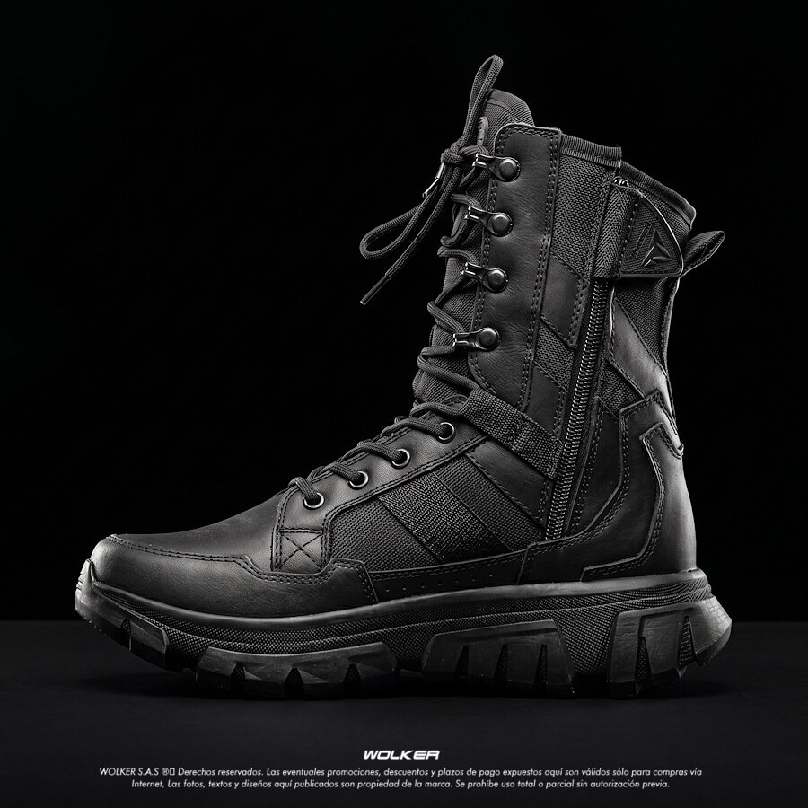 BOTAS WOLKER TACTICAS REFERENCIA VALQUIRIA BLACK 2.0 EN CUERO CAÑA ALTA WOLKER.COM.CO 10