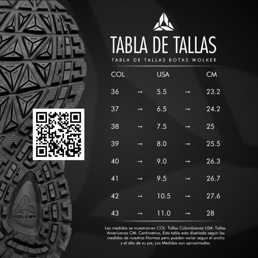 TABLA DE TALLAS WOLKER