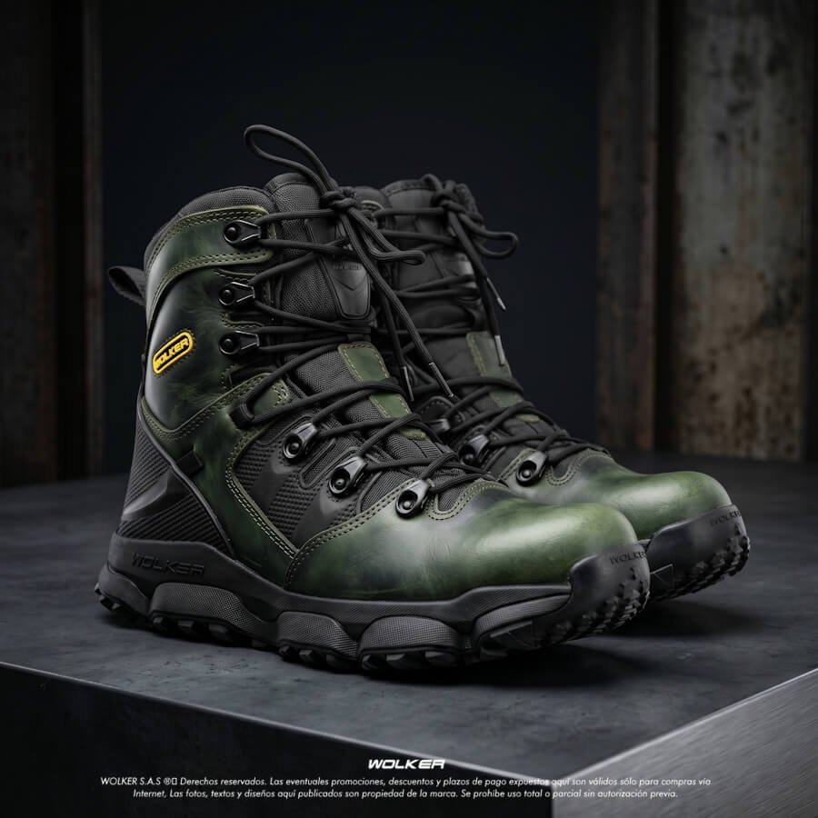 BOTAS INDUSTRIALES DE SEGURIDAD STARK NEGRO EN CUERO WOLKER PERFORMANCE VERDE 10 BOTAS INDUSTRIALES DE SEGURIDAD STARK NEGRO EN CUERO WOLKER PERFORMANCE VERDE 10