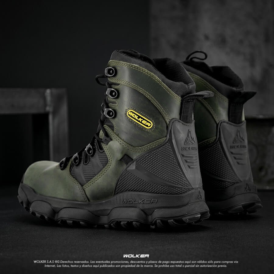 BOTAS INDUSTRIALES DE SEGURIDAD STARK NEGRO EN CUERO WOLKER PERFORMANCE VERDE 15 BOTAS INDUSTRIALES DE SEGURIDAD STARK NEGRO EN CUERO WOLKER PERFORMANCE VERDE 15