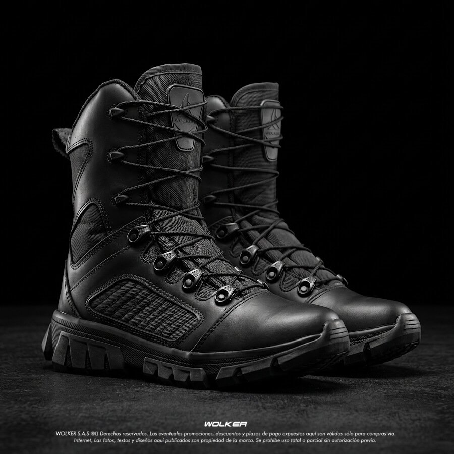 Botas Militares Wolker referencia FASTER BLACK, caña alta en cuero para hombre, envios gratis a todo Colombia Amazon. 10