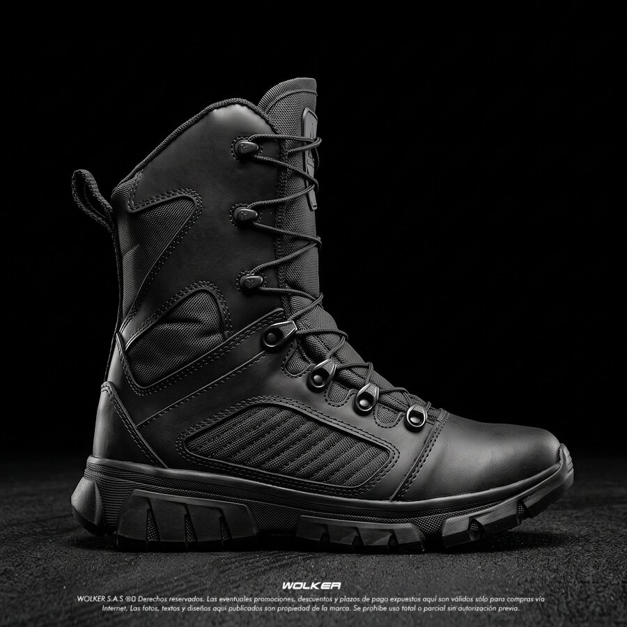 Botas Militares Wolker referencia FASTER BLACK, caña alta en cuero para hombre, envios gratis a todo Colombia Amazon. 9