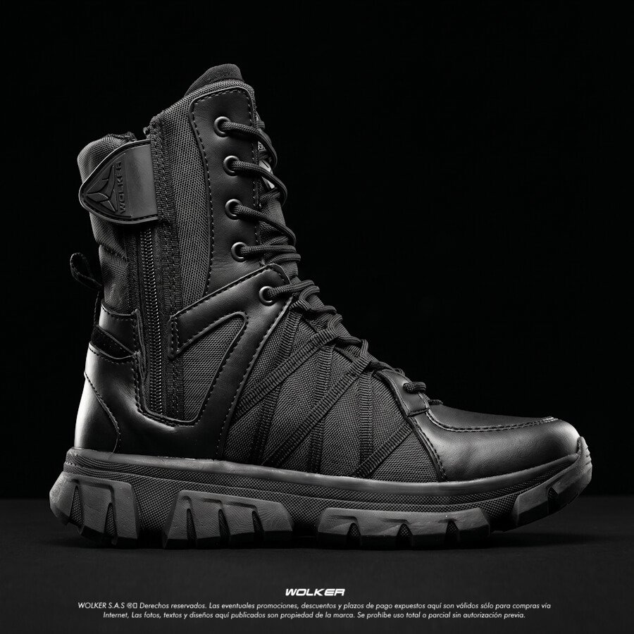 Botas Militaress Wolker Voltha caña alta onmicro en cuero cierre lateral suela caucho tactical policia envio gratis tienda 7