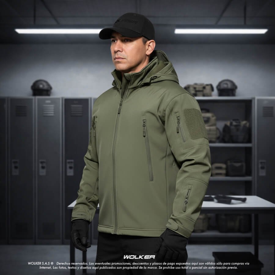 Chaquetas tacticas militares wolker con capucha en color arena, negro, verde, azul, Chaquetas para policia (4)