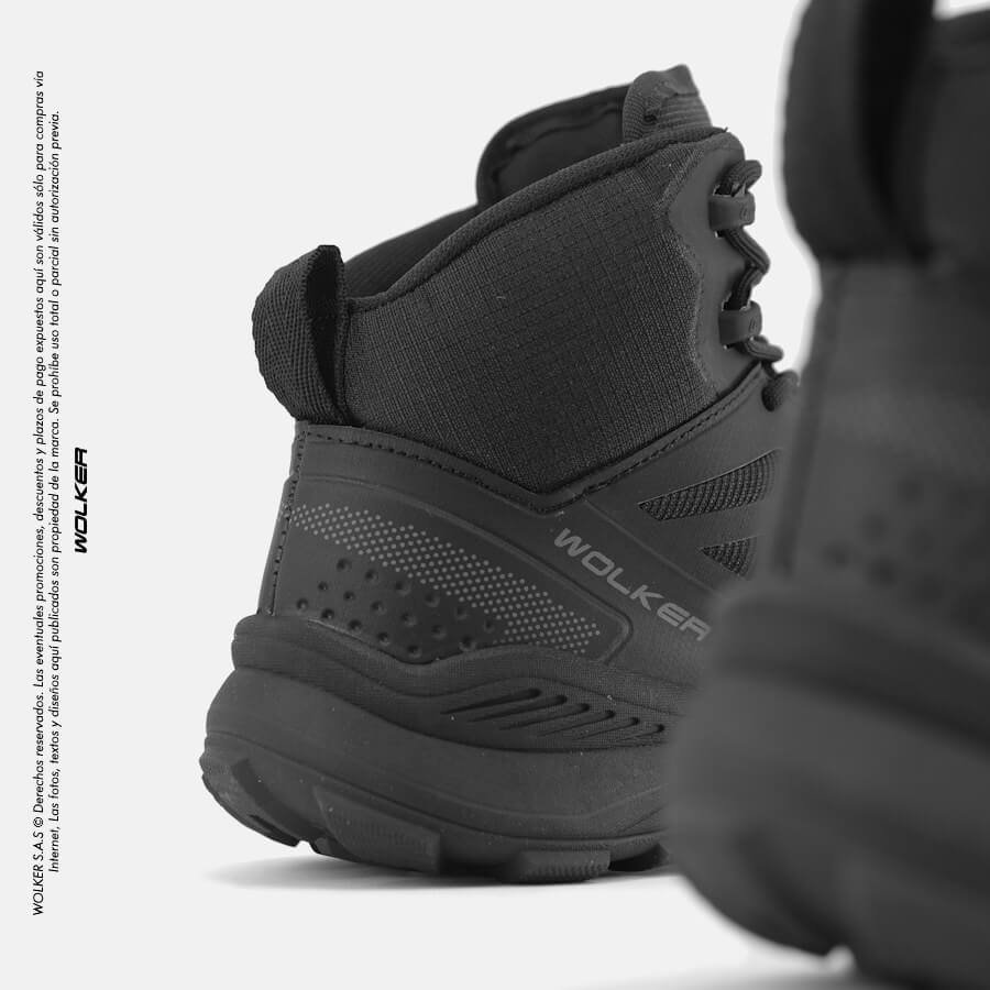 Botas Outdoor Wolker Trek Negro capellada inyectada, Trekking hiking outdoor performance V_TEX 3
